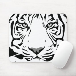 Abstrakter Tigerkopf in Schwarz und Weiß Mousepad