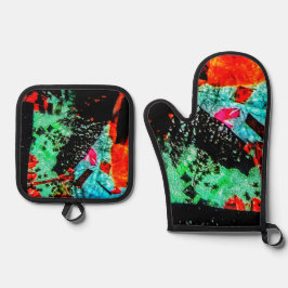 Abstrakter Topfhalter und Backofen Mitt, Blume ruh Ofenhandschuh & Topflappen-Set