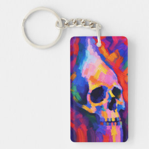 Abstrakter Totenkopf-Wandkunst-Druck Schlüsselanhänger