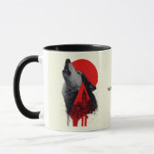 Abstrakter Trash Polka Heulender Wolf Becher Tasse (Links)