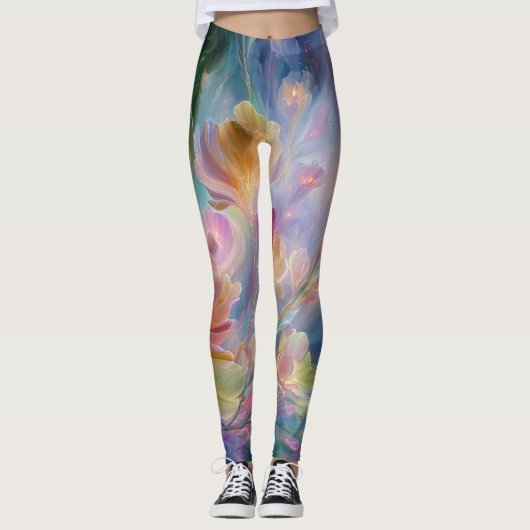 Abstrakter traumhafter Blumengarten Leggings (Vorderseite)
