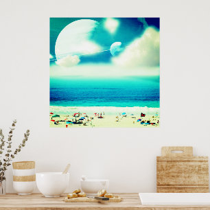 Abstrakter traumhafter Strand und Platz Poster