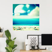Abstrakter traumhafter Strand und Platz Poster (Heimbüro)