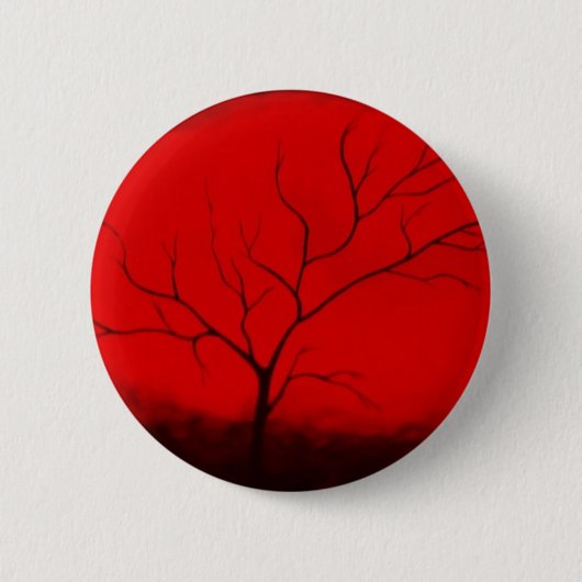 Abstrakter Tree & Red Sky Originale Abstrakte Kuns Button (Vorderseite)