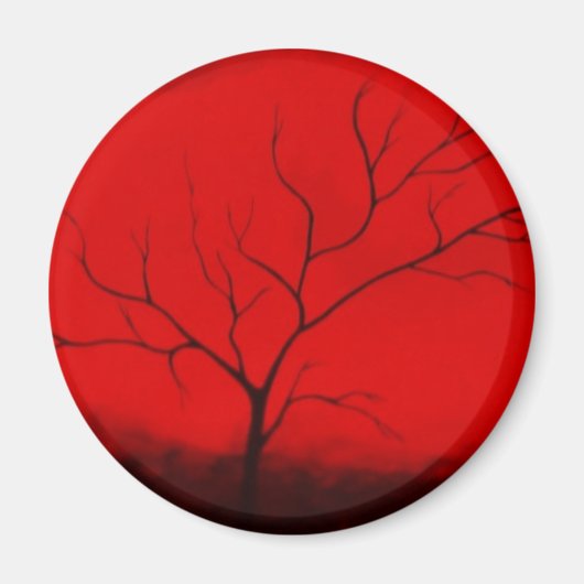 Abstrakter Tree & Red Sky Originale Abstrakte Kuns Magnet (Vorne)