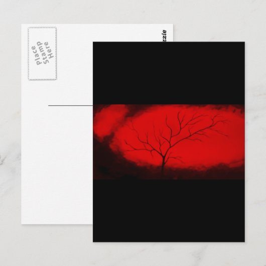 Abstrakter Tree & Red Sky Originale Abstrakte Kuns Postkarte (Vorne/Hinten)