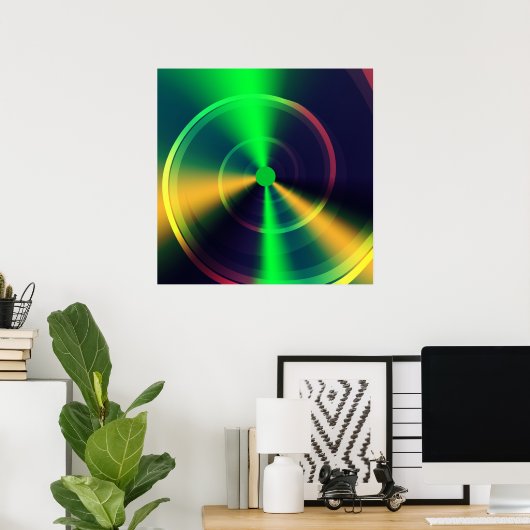 Abstrakter Trippy Groovy Green Swirl Fraktal Art Poster (Heimbüro)