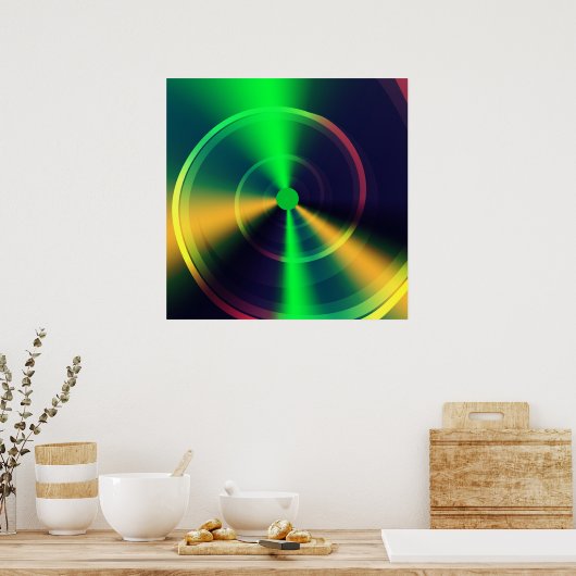 Abstrakter Trippy Groovy Green Swirl Fraktal Art Poster (Küche)