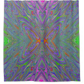 Abstrakter Trippy-Lila, Orange und grüner Schmette Duschvorhang (Vorderseite)