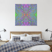 Abstrakter Trippy-Lila, Orange und grüner Schmette Leinwanddruck (Insitu (Schlafzimmer))