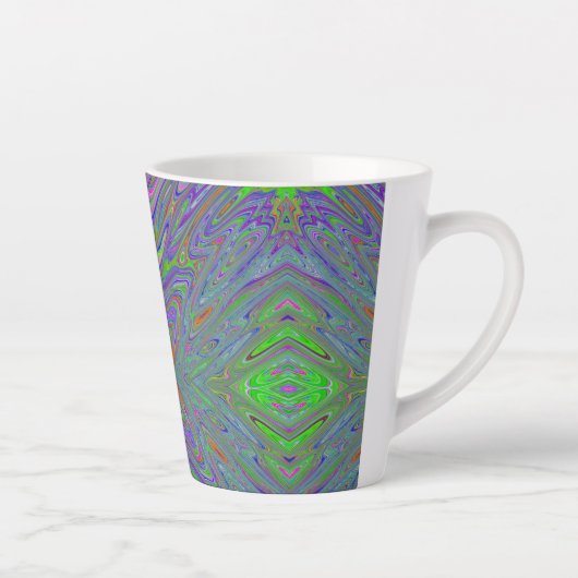 Abstrakter Trippy-Lila, Orange und grüner Schmette Milchtasse (Rechts)