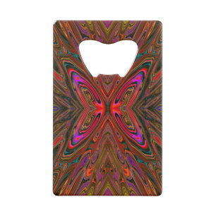 Abstrakter Trippy Orange und Magenta Schmetterling Geldbeutel Flaschenöffner