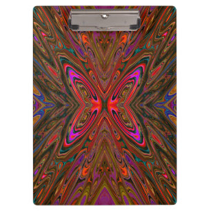 Abstrakter Trippy Orange und Magenta Schmetterling Klemmbrett