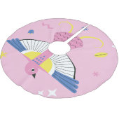 Abstrakter Tropenvogel: Vintag hell. Polyester Weihnachtsbaumdecke (Schrägansicht)