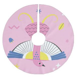 Abstrakter Tropenvogel: Vintag hell. Polyester Weihnachtsbaumdecke