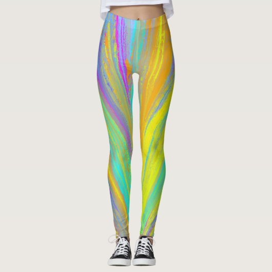 Abstrakter tropischer Sommerspass Leggings (Vorderseite)
