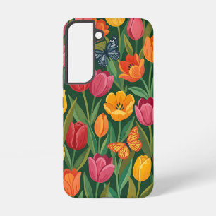 Abstrakter Tulpen-Garten-Schmetterlinge Samsung-Hü Samsung Galaxy Hülle