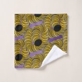 Abstrakter Tunnel Gelbschwarz Lila Gradient Badhandtuch Set (Waschlappen)