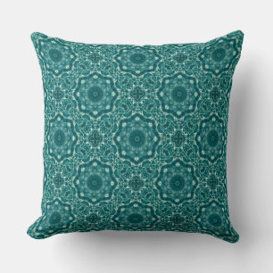 Abstrakter Türkis-Aqua-Mosaik-Geometrischer Hinter Kissen