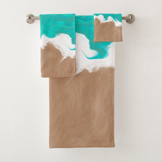 Abstrakter türkisfarbener Strand Badhandtuch Set (Insitu)