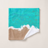 Abstrakter türkisfarbener Strand Badhandtuch Set (Waschlappen)