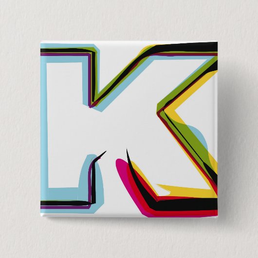 Abstrakter und bunter Buchstabe K Button (Vorderseite)