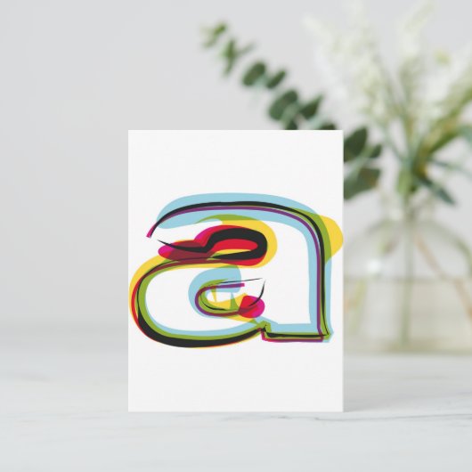 Abstrakter und farbiger Buchstabe a Postkarte (Stehend Vorderseite)
