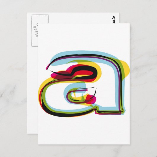 Abstrakter und farbiger Buchstabe a Postkarte (Vorne/Hinten)