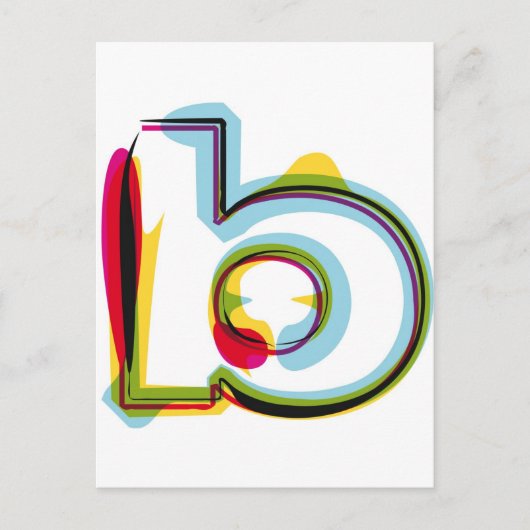 Abstrakter und farbiger Buchstabe b Postkarte (Vorderseite)