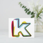 Abstrakter und farbiger Buchstabe k Postkarte (Stehend Vorderseite)