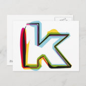 Abstrakter und farbiger Buchstabe k Postkarte (Vorne/Hinten)