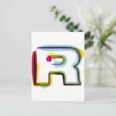 Abstrakter und farbiger Buchstabe R Postkarte (Stehend Vorderseite)