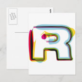 Abstrakter und farbiger Buchstabe R Postkarte (Vorne/Hinten)