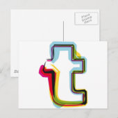 Abstrakter und farbiger Buchstabe t Postkarte (Vorne/Hinten)