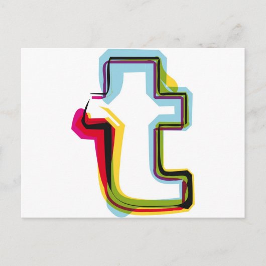 Abstrakter und farbiger Buchstabe t Postkarte (Vorderseite)