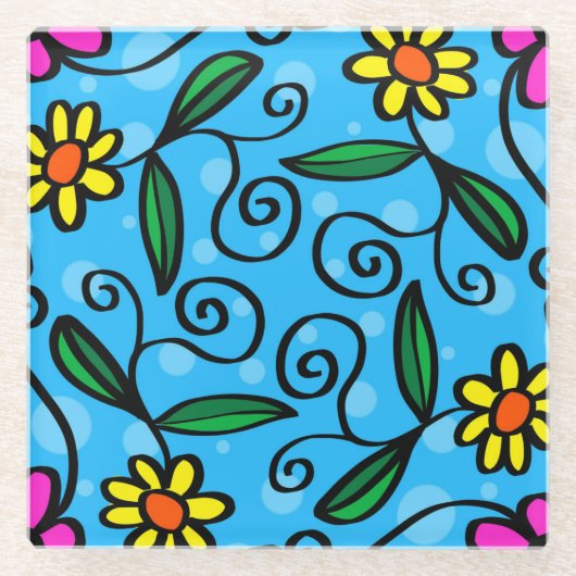 Abstrakter Untersetzer aus Blumenglas (Vorderseite)