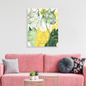 Abstrakter Vektor "Boho Cats" grün und gelb Leinwanddruck (Insitu (Wohnzimmer))