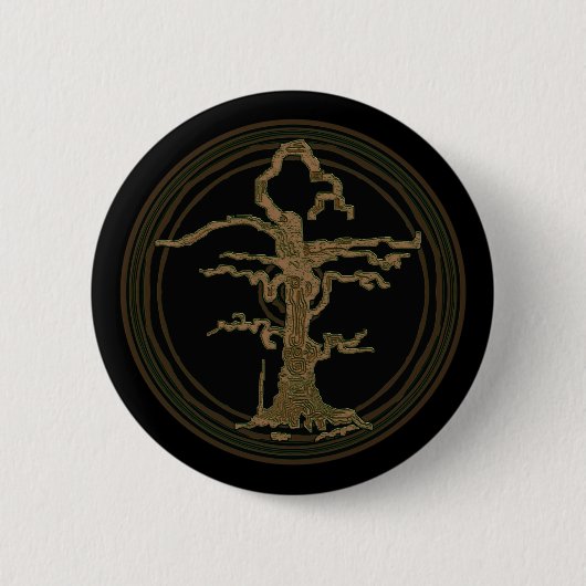 Abstrakter, verwitterter Baum Brown Button (Vorderseite)
