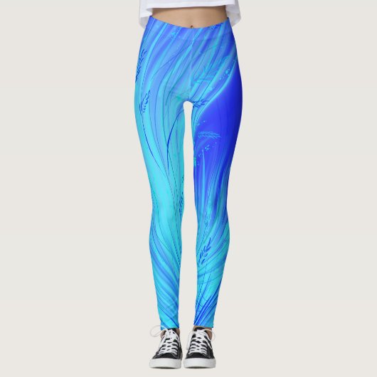 Abstrakter verzauberter Garten Blau Leggings (Vorderseite)