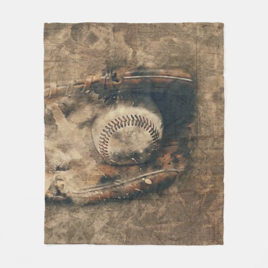 Abstrakter Vintage-Baseball Fleecedecke (Vorderseite)