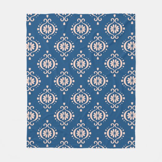Abstrakter Vintager Damast-blauer Hintergrund Fleecedecke (Vorderseite)