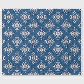 Abstrakter Vintager Damast-blauer Hintergrund Geschenkpapier (Flach)