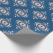 Abstrakter Vintager Damast-blauer Hintergrund Geschenkpapier (Ecke)
