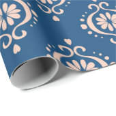 Abstrakter Vintager Damast-blauer Hintergrund Geschenkpapier (Rolleneckpunkt)