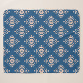 Abstrakter Vintager Damast-blauer Hintergrund Sherpadecke (Vorderseite (Horizontal))