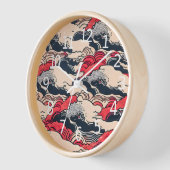 Abstrakter Vintager Ozean Waves Japanische Stilkun Uhr (Winkel)