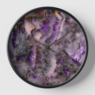 Abstrakter violetter Amethyst-Quarz, violetter Gra Uhr