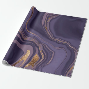 Abstrakter violetter Marmor mit Gold Geschenkpapier