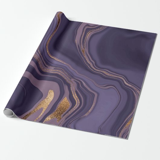 Abstrakter violetter Marmor mit Gold Geschenkpapier (Ungerollt)