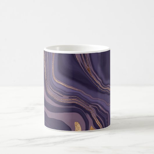 Abstrakter violetter Marmor mit Gold Kaffeetasse (Mittel)